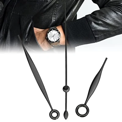 Imagen de Manecillas de Reloj, Kit Agujas Reloj Pulsera Alta Dureza Hora Minuto Segundo Piezas Repuesto Tamaño Compacto para Movimiento ETA2824(Negro)
