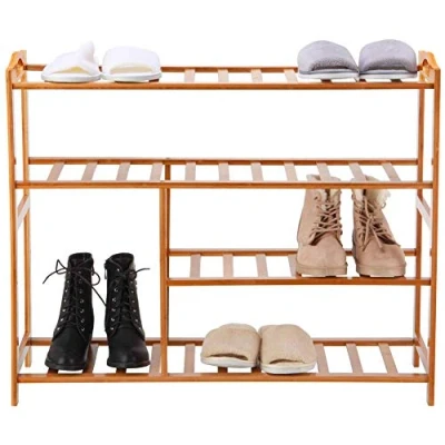Imagen de BAKAJI Banco Estante Zapatero para Zapatos casa Multiusos, Bambú Natural, 80 x 26 69 cm