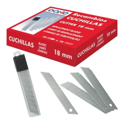 Imagen de Dohe Recambios Cuchillas para Cutter de 18 mm (100 uds.) En estuche plástico con tapa Material oficina