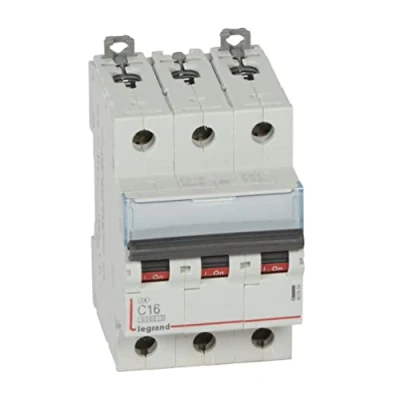 Imagen de Legrand 407859E, Interruptor Automático Magneto Térmico, 3P, 16A, Curva C, 10 kA, 3 módulo, DX3