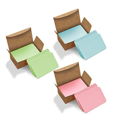 Imagen de VANRA 300 tarjetas de índice pequeñas en blanco 3.5 x 2 pulgadas, estudio flash, mensajes palabra, regalo, papel kraft (colores surtidos, por paquete)