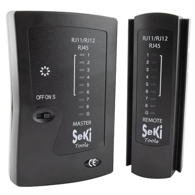 Imagen de SeKi probador de red para RJ11 RJ12 RJ45 cable ISDN LAN remisión, cables, comprobador cables Negro probar y comprobar conexión