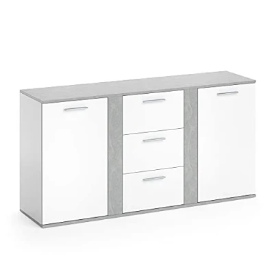 Imagen de Vicco Aparador Novelli, Hormigón/Blanco, 155 x 80 cm con cajones