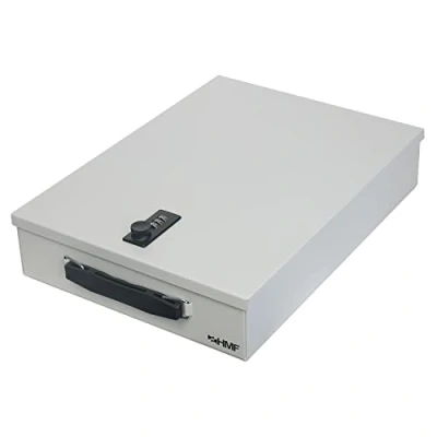 Imagen de HMF 1413 07 Caja para documentos con cerradura de combinación, DIN A4, gris claro