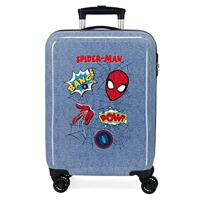 Imagen de Marvel Spiderman Denim Maleta de cabina Azul 38x55x20 cms Rígida ABS Cierre combinación lateral 34L 2 kgs 4 Ruedas dobles Equipaje Mano