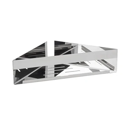 Imagen de WENKO Turbo Loc Genova Shine Estante esquinero de acero inoxidable para fijar sin taladrar con sistema almohadilla adhesiva, ahorro espacio, almacenamiento artículos tocador, 36 x 8 17