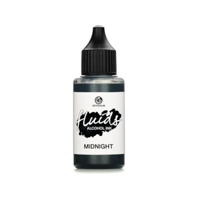 Imagen de Octopus 30ml Fluids alcohol Ink MIDNIGHT, Tinta al para Fluid Art y Resin Art, resina epoxi, negro