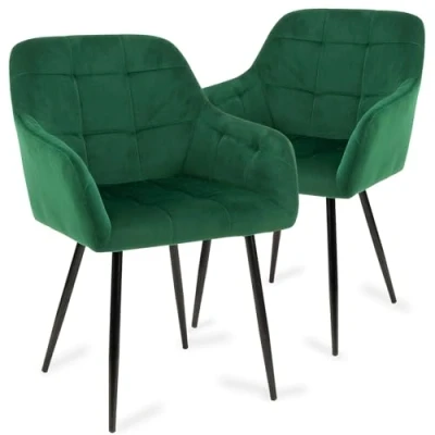 Imagen de Higliocas Sillas de Comedor Juego 2 Silla Cocina Terciopelo con Reposabrazos (Verde 2)