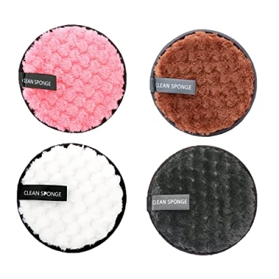 Imagen de Paquete De 4 algodones desmaquillantes Lavables, Esponjas AlgodóN OrgáNico Desmaquillante, Limpieza Facial Reutilizables Doble Cara Para Desmaquillador