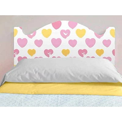 Imagen de Oedim Cabecero Cama Infantil PVC Impresión Digital Corazones Rosas y Amarillos 115 x 60 cm , 115x60cm