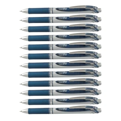 Imagen de Pentel BL77 CAX Bolígrafo Energel retráctil con punta de bola, Escritura en color azul oscuro/Azul Negro