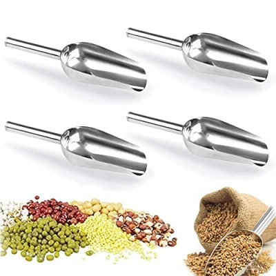 Imagen de 4Pcs Pala de Hielo Acero Inoxidable, Harina, Comida, Cucharas Prácticas Cocina/Bar/Jardín/Supermercado, para Cubitos Hielo, Frijoles