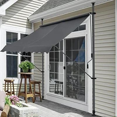 Imagen de Toldo articulado con armazón Gris 150 x 120 220 309 cm Enrollable terraza balcón Protector de Sol Parasol