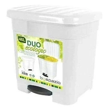 Imagen de SPAZIO Cubo de Basura Papelera 46 litros ecologic 2 en 1 (Blanco)
