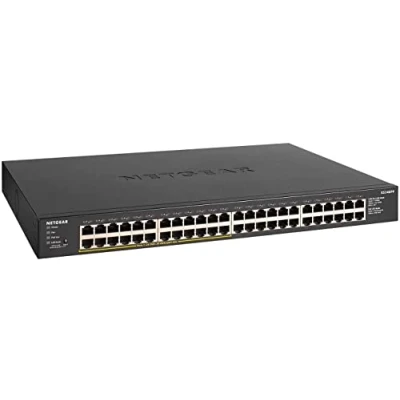 Imagen de NETGEAR Switch PoE de 24 puertos GS348PP Ethernet Gigabit 48 con 24x PoE+ consumo 380W, Montaje sobremesa o en bastidor, Carcasa metal resistente
