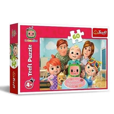 Imagen de Trefl Cocomelon, ¡Un día sin Igual 60 Piezas Puzle de Colores con los Personajes la Serie Infantil, Entretenimiento Creativo, Juego para niños a Partir 4 años, Multicolor (17391)