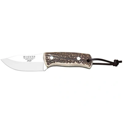 Imagen de Joker Cuchillo Bushcraft Erizo CC75, con Mango de asta Ciervo, Hoja 7,5 cm MOVA, Incluye Funda Cuero, Herramienta Pesca, Caza, Camping y Senderismo
