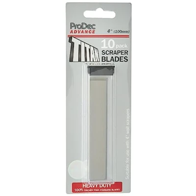 Imagen de ProDec Advance ALBL003 Paquete de 10 cuchillas raspadoras repuesto doble grosor para raspador Titan y otros raspadores 4 pulgadas, color plateado