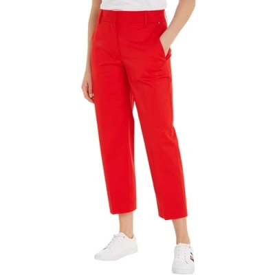 Imagen de Tommy Hilfiger Pantalones Chino para Mujer Slim Fit, Rojo (Fierce Red), 32