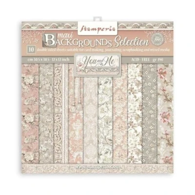 Imagen de Stamperia International Scrapbooking Pad You and Me Backgrounds, blanco, OSFA