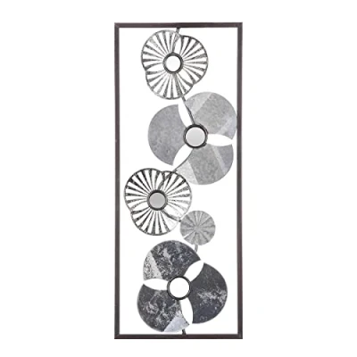 Imagen de Atmosphera Decoración de pared metal flor, Color Blanco/Negro, 25 x 3 61 cm