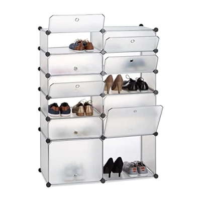 Imagen de Relaxdays Zapatero Modular con 12 Compartimentos, Plástico, Transparente, 125 x 94 37 cm