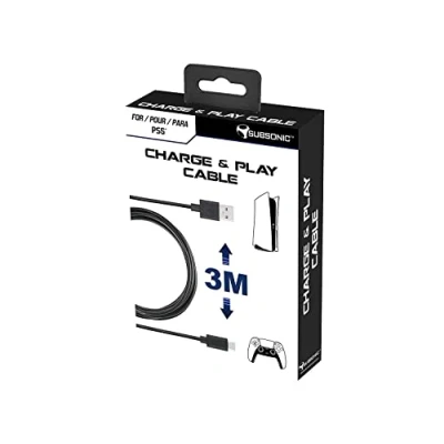 Imagen de Subsonic Accesorio Cable de carga USB C XXL 3 metros para el controlador Dual Sense PS5 Playstation 5 (PlayStation 5)