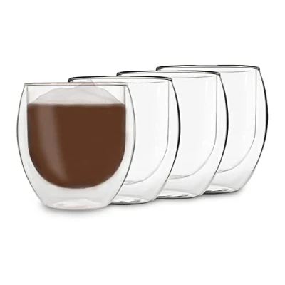 Imagen de DUOS® Tazas de cafe (4x 410ml Jumbo) Vaso doble pared, Taza te, pared cristal, Vasos Cafe,