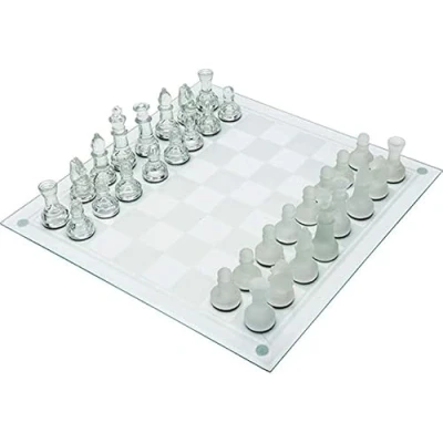 Imagen de Kidzbuzz Juego de 32 piezas tablero ajedrez vidrio esmerilado tradicional para fiesta regalo (grande: 35 cm x cm)