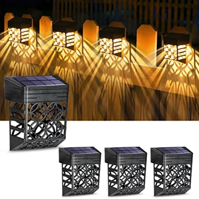 Imagen de Litake Luces Solares de Pared, 4 Paquetes Apliques Exteriores IP54 Impermeable Luz Solar Exterior Blanco Cálido Automatico LED Decorativa para Jardin Patio Garaje Paso