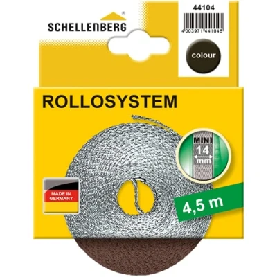 Imagen de Schellenberg 44104 Cinta de persiana 4.5 m Sistema MINI, marrón, 14 mm x 4,5