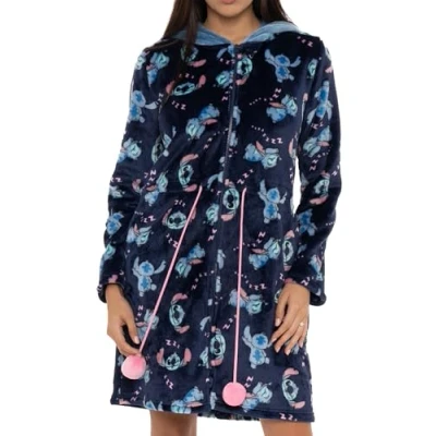 Imagen de Bata Mujer Invierno De Stitch Albornoz Batas Casa Azul M
