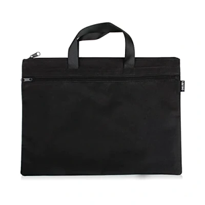 Imagen de EQLEF Office Document Bag, Men Briefcase File Case Portable A4 Zipper Bag 1 Pieza (Negro)