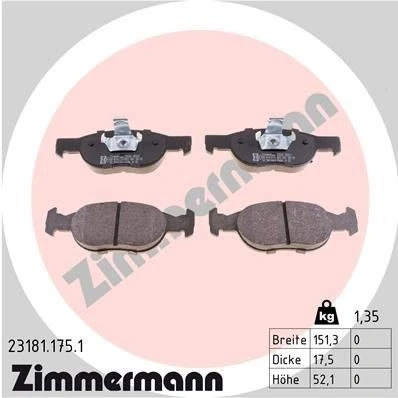 Imagen de ZIMMERMANN 23181.175.1 Juego de pastillas freno Foto correspondiente a la entrega FIAT: Punto II Hatchback, I LANCIA: Y