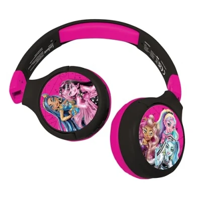 Imagen de Lexibook, Monster High, Auriculares 2 en 1 Bluetooth y con Cable micrófono Botones de Control, Plegables Ajustables, Batería Recargable Larga duración, Rosa/Negro, HPBT010MH