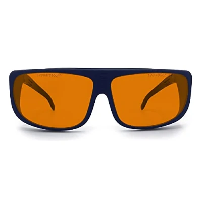 Imagen de FREEMASCOT Gafas de protección láser longitud onda, OD 6+, 190 nm 490 nm, 405 445 450 473 color negro (Fit over Frame 5)
