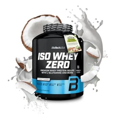 Imagen de BioTechUSA Iso Whey Zero Premium Protein Isolate Grass Fed Enzyme Free Sugar and Gluten free, 1816 g, Coco