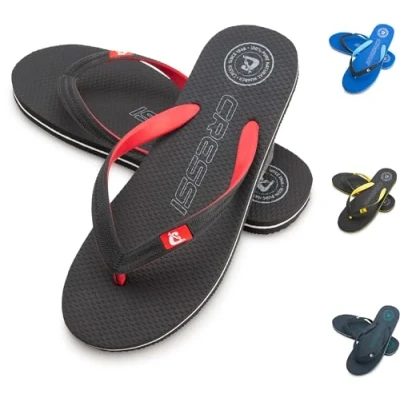 Imagen de Cressi Leaf Flip Flop Chanclas Playa y Piscina, Unisex Adult, 41/42 EU, Negro/Rojo
