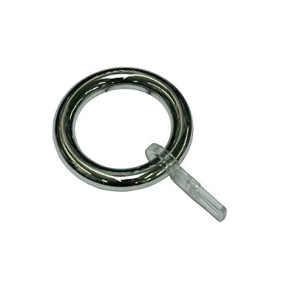 Imagen de GARDINIA Anillos para cortinas de Ø23/26 mm, Incluye gancho sujeción, 10 piezas, Ancho del anillo 8 Plástico, Cromo