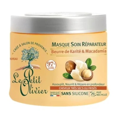 Imagen de LE PETIT OLIVIER Mascarilla reparadora Shea &amp; Macadamia Suaviza, nutre y repara en profundidad Cabello seco o encrespado Sin silicona 330 ml