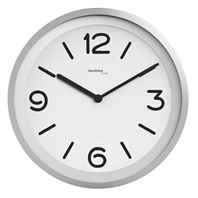 Imagen de Technoline WT 7400 Reloj de Pared Moderno con Sensor detección Nocturna, luz Fondo automática y silenciosa Cuando oscurece, diámetro 25,4 cm, Aspecto Cromado, Color Plateado