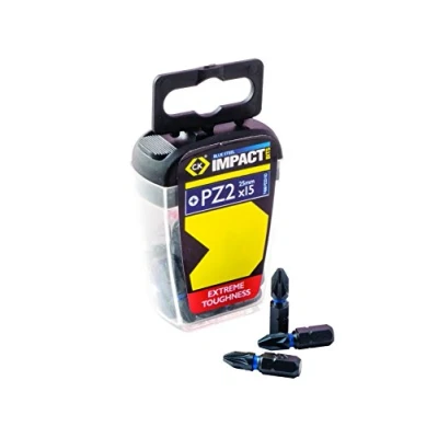 Imagen de C.K T4560 PZ2D15 Bits para atornilladores de percusión &quot;Blue Steel&quot; 25mm PZ2 (caja con 15 piezas)