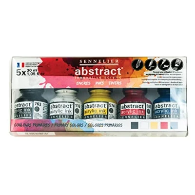 Imagen de Sennelier Abstract Acrylic Ink Set, Includes 5 30ml Bottles of Ink, Primary Colors (10 134220 00)
