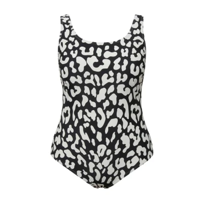 Imagen de Ulla Popken SANS Bonnets Souples DÉCOLLETÉ ROND ET Motif LÉOPARD Bañador, Mujer, Talla: 48/50, Noir