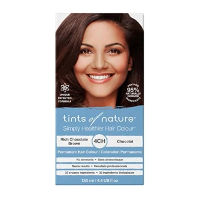 Imagen de Tints of Nature 4CH Marrón chocolate intenso, Tinte permanente de cabello, apto para veganos, 95% natural, sin amoníaco, parabenos ni propilenglicol, 1 paquete