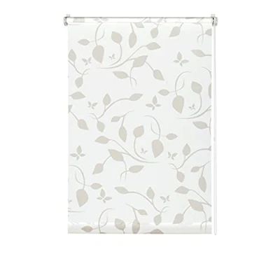 Imagen de GARDINIA EASYFIX Estor enrollable decoración escandinava, Sin taladrar, Para pegar o fijar, Opaco, Deja pasar la luz, Blanco/Natural, 75 x 210 cm