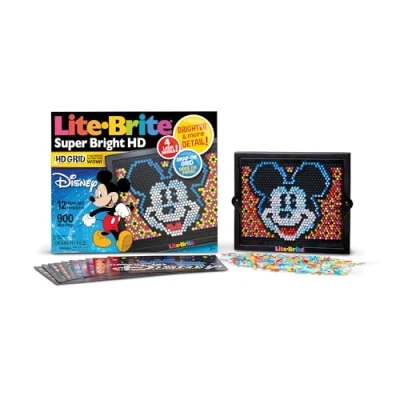 Imagen de Lite Brite Super HD Disney 100! Edición Especial, Tablero de Dibujo Iluminado Colores, Arte resplandeciente, Juguete Educativo Aprendizaje a Partir 4 años