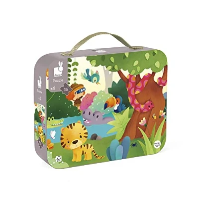 Imagen de Janod J02729 Maletín de Puzzle Panorámico 36 piezas Jungla