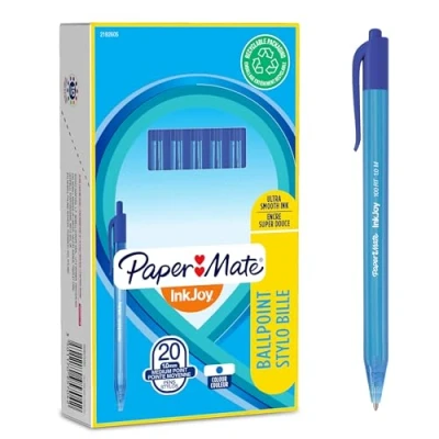 Imagen de Paper Mate InkJoy 100RT Bolígrafo retráctil punta media (1,0 mm) azul paquete de 20