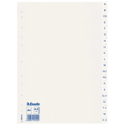 Imagen de Esselte A4 Índice de Pestañas A Z, Azul &amp; Blanco, Plástico Resistente con Carátula Índice, 100144